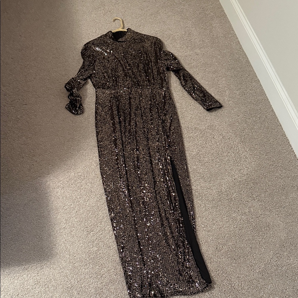 Glamorous Black Sequin Long Sleeve Dress